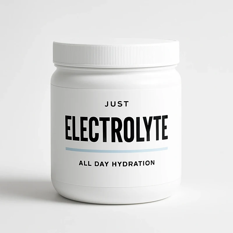 White tub of Just Electrolyte Normal formula with black type